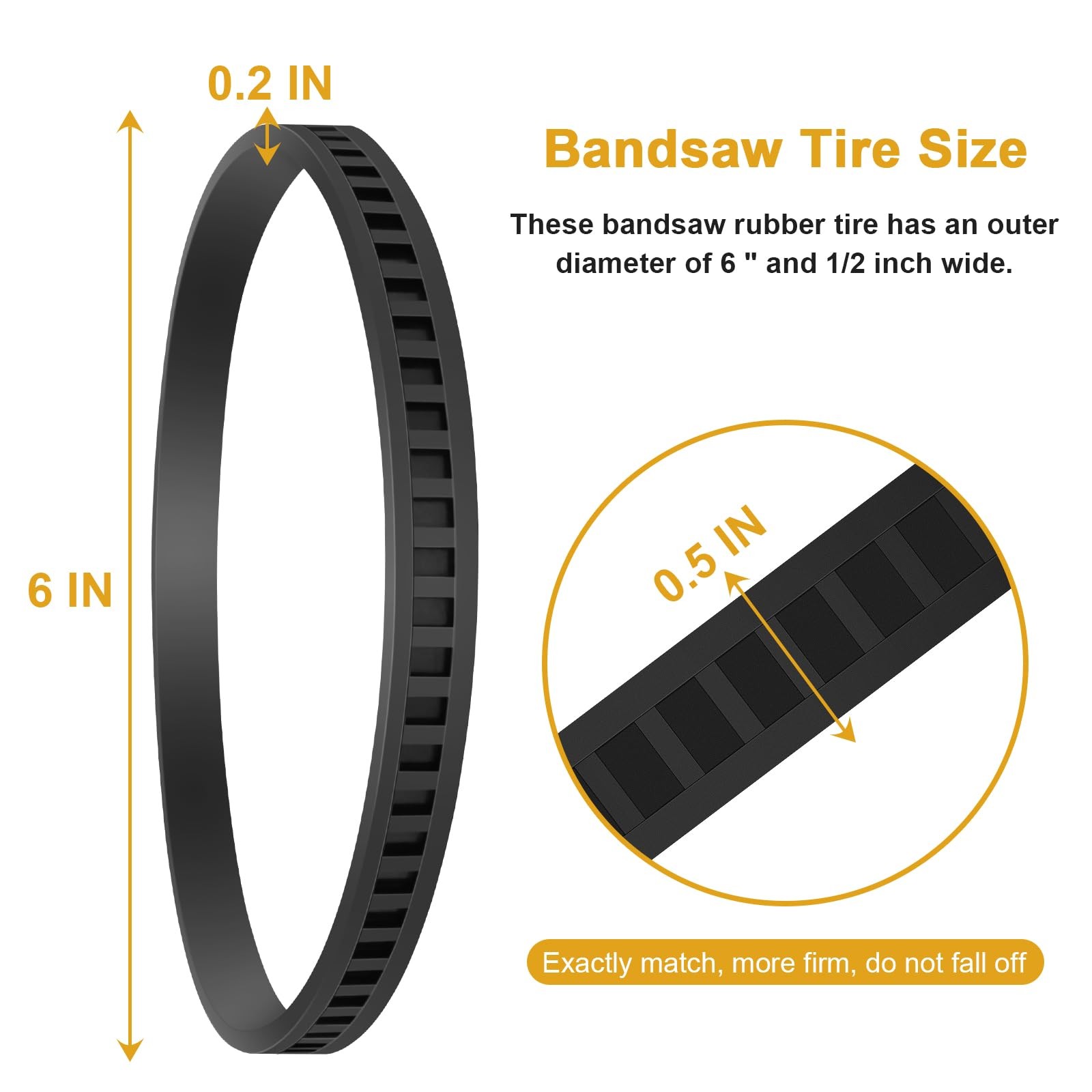 4 Pack 650721-00 Bandsaw Rubber Tires Replacement for Dewalt 4-Pack, Black