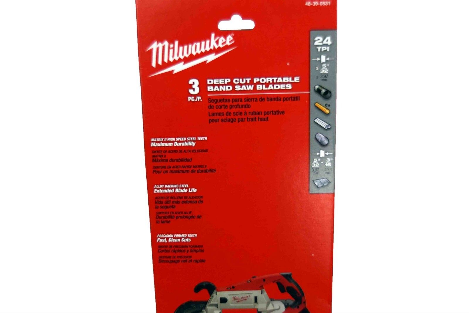 Milwaukee 48-39-0531 44-7/8″ x 1/2″ x 24 TPI Bi-Metal Band Saw Blade (3 Pack)