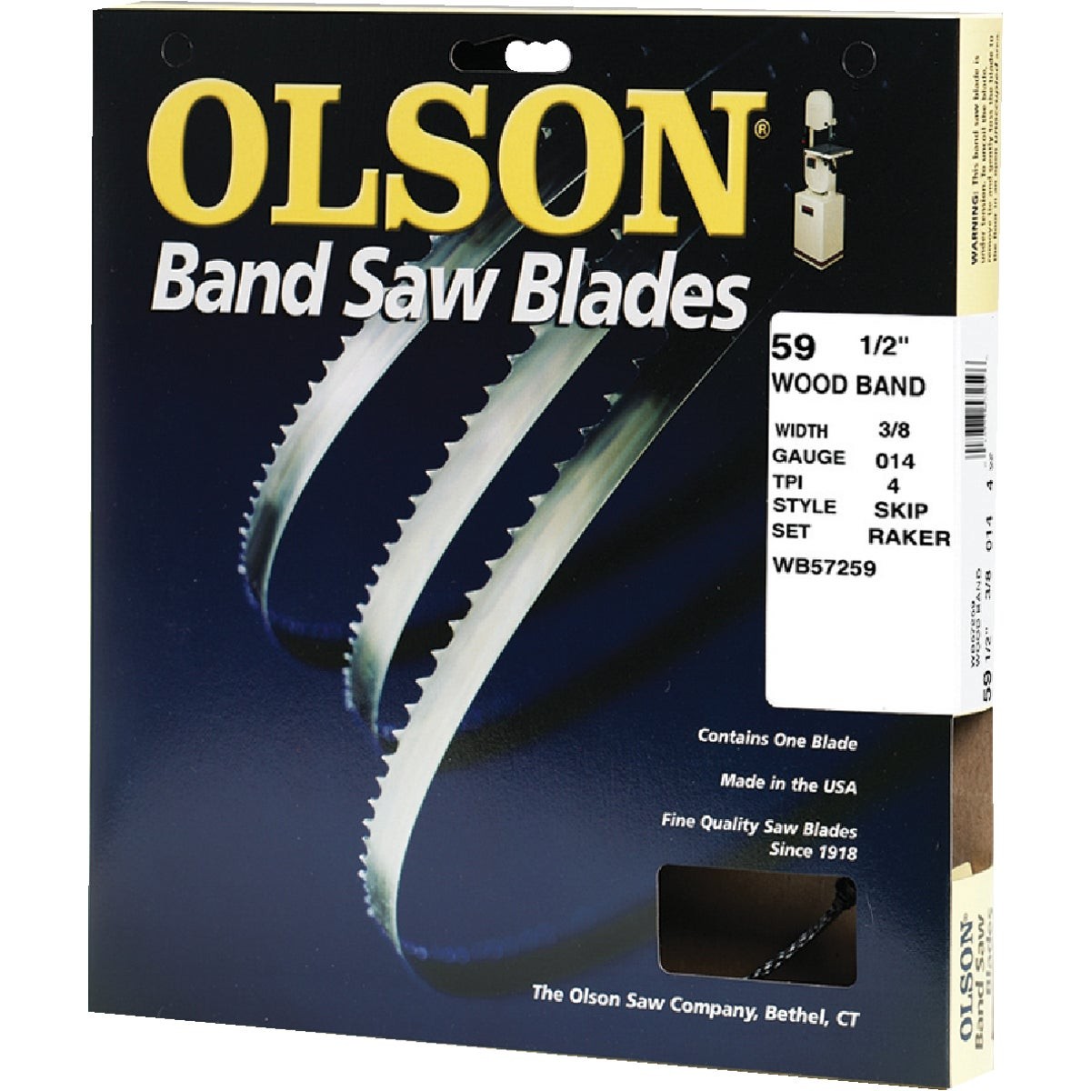 Olson 59-1/2 In. x 3/8 In. 4 TPI Skip Wood Cutting Band Saw Blade WB57259DB