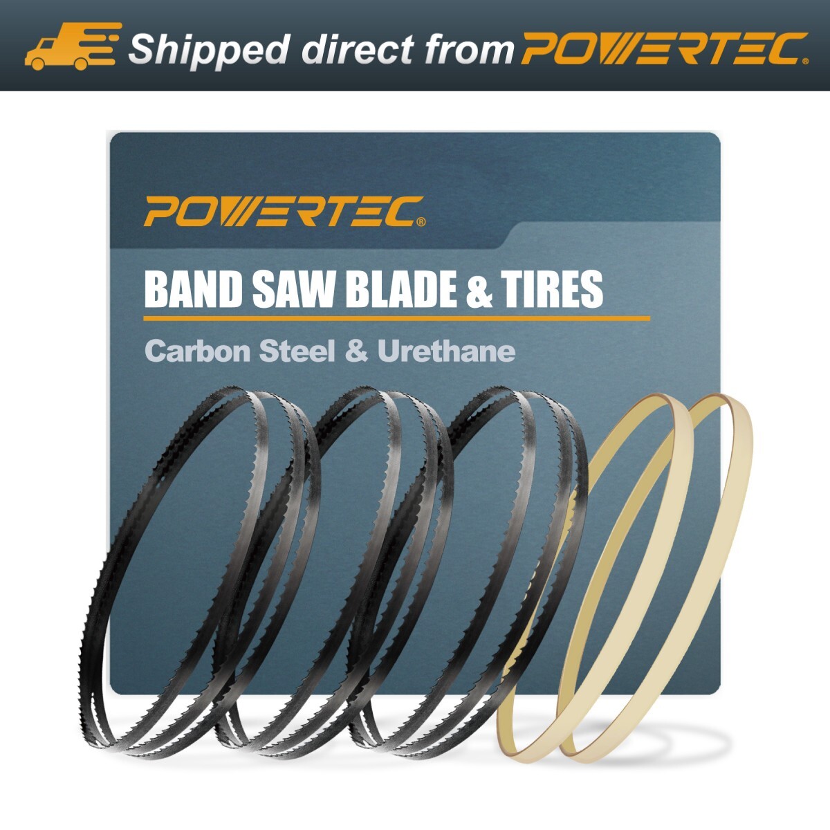 POWERTEC 93-1/2 Inch Bandsaw Blades Assortment w/ 14 Inch Band Saw Tires, 4PK