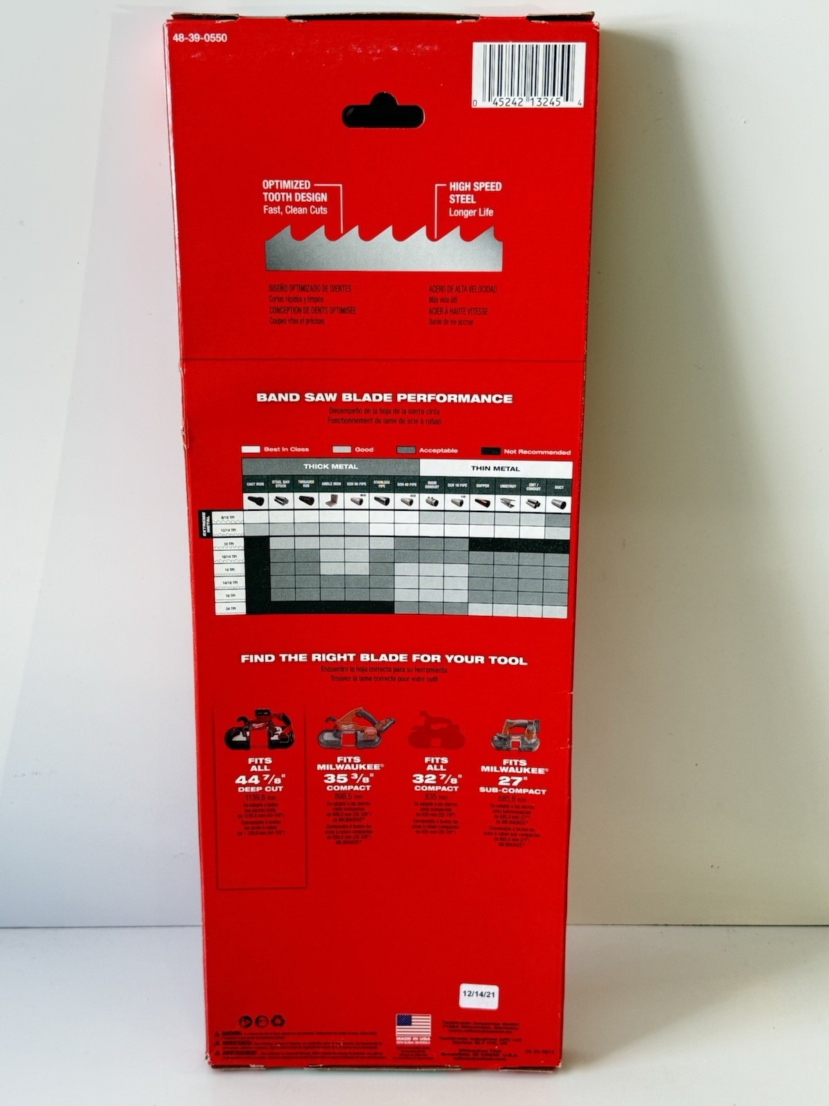 Milwaukee 48-39-0550 Portable Band Saw Blade 44 7/8″ 10/14 TPI Thick Metal (4pk)