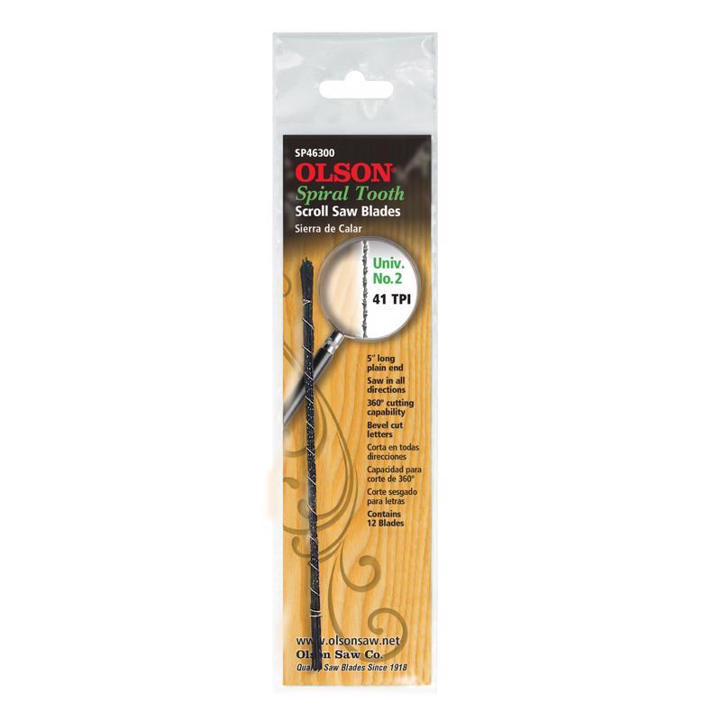 Olson 46300 41 TPI Carbon Steel Spiral Tooth Scroll Saw Blade 5 in.