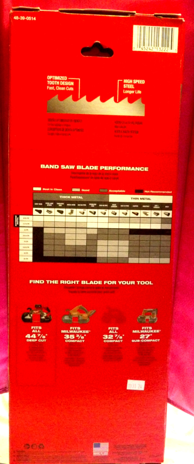 Milwaukee 3-PK 48-39-0514 44 7/8″ Thick Metal Band Saw Blades ~NEW