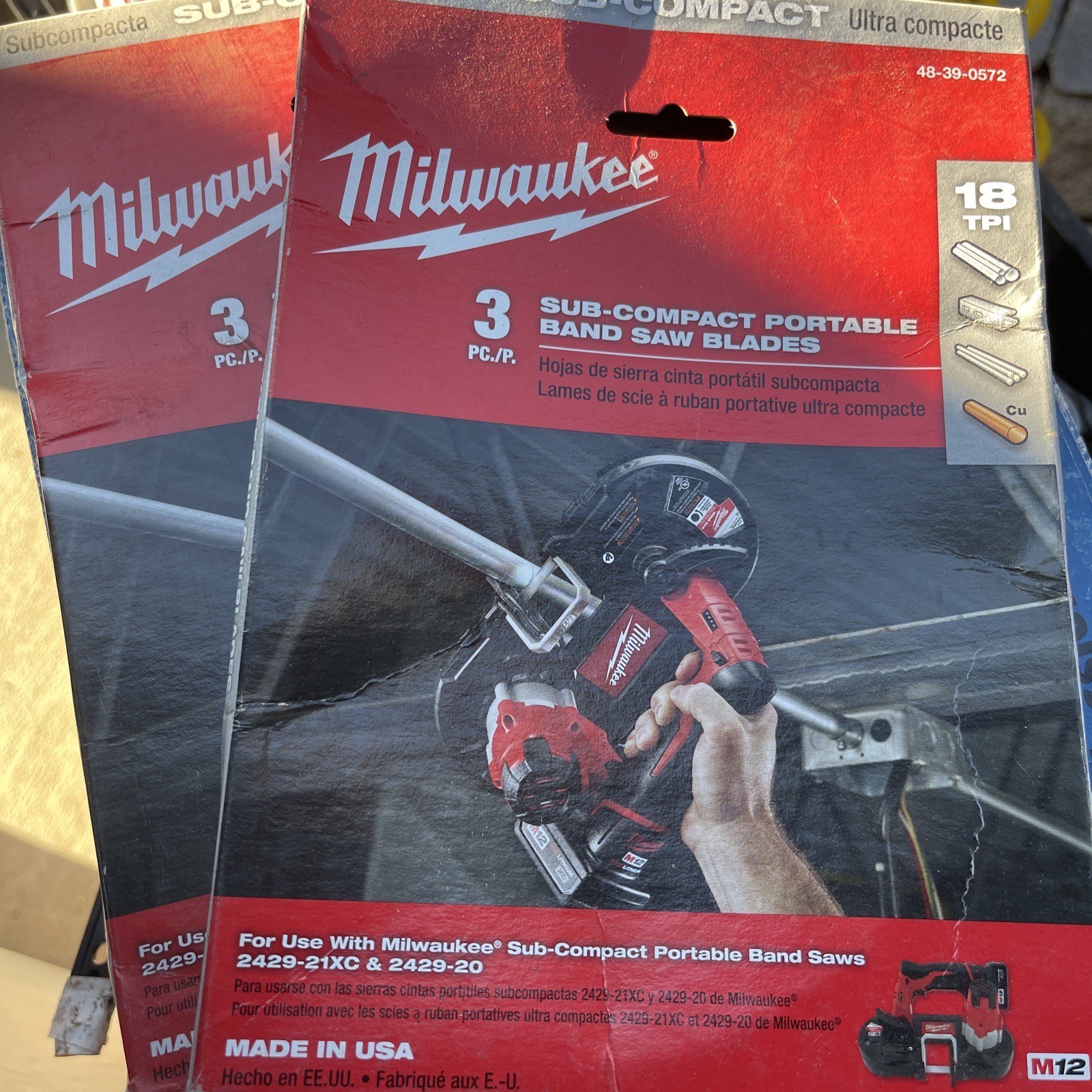 27″ x 1/2″ 18T Milwaukee 48-39-0572 Sub-Compact Portable Band Saw Blade 3 Pk (2)