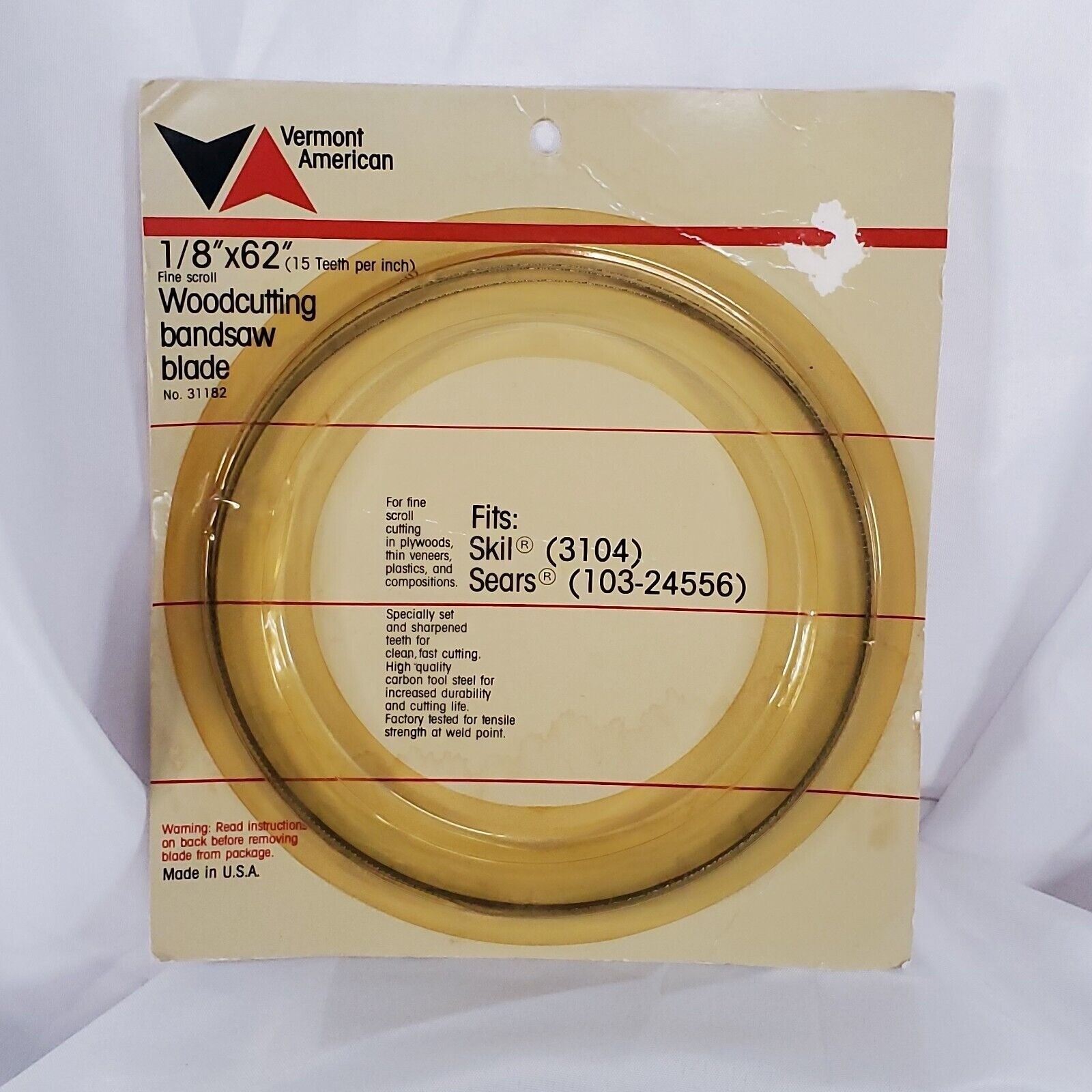 Vermont American Woodcutting Bandsaw Blade 1/8″x62″ 15 Teeth 31182 Skil Sears