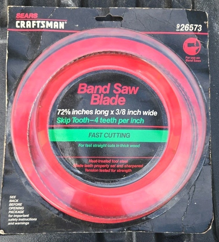 926573 Sears Craftsman 72-5/8″ Band Saw Blade 3/8” Wide 4 Teeth Inch Skip Tooth
