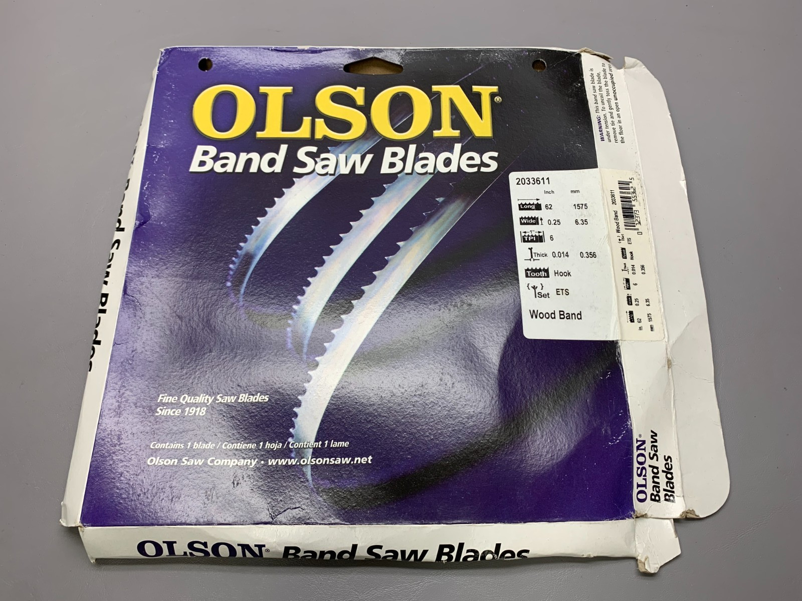 Olson Saw 2033611 62-Inch by 1/4 wide by 6 Teeth Per Inch Band Saw Blade