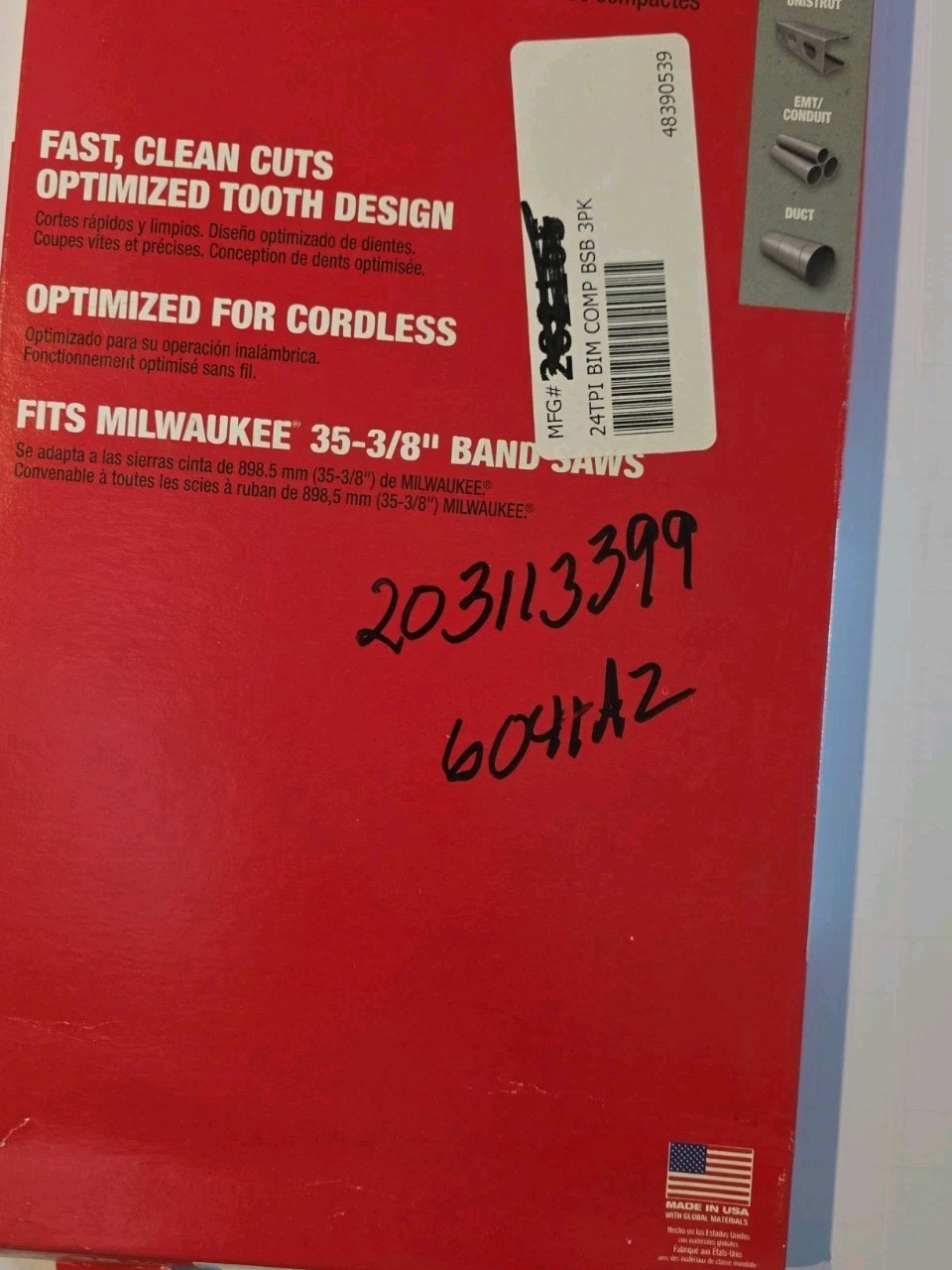 Milwaukee 48-39-0539 35-3/8-Inch 24-TPI Compact Portable Band Saw Blade – 3pk