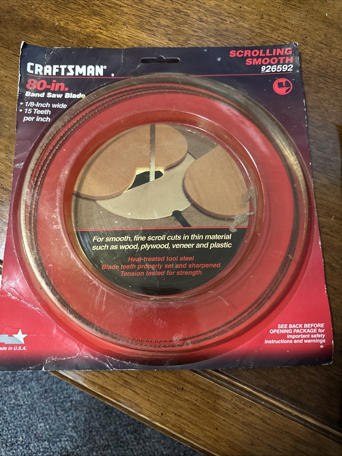 Craftsman 80″ Band Saw Blade 1/8″ Wide 15 Teeth 926592 Scrolling Smooth USA