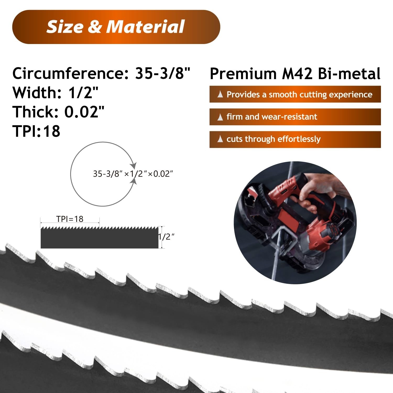 35-3/8″ Bandsaw Blades 18 TPI (5 Pack) for Compact Band Saw – 1/2″ x 0.02