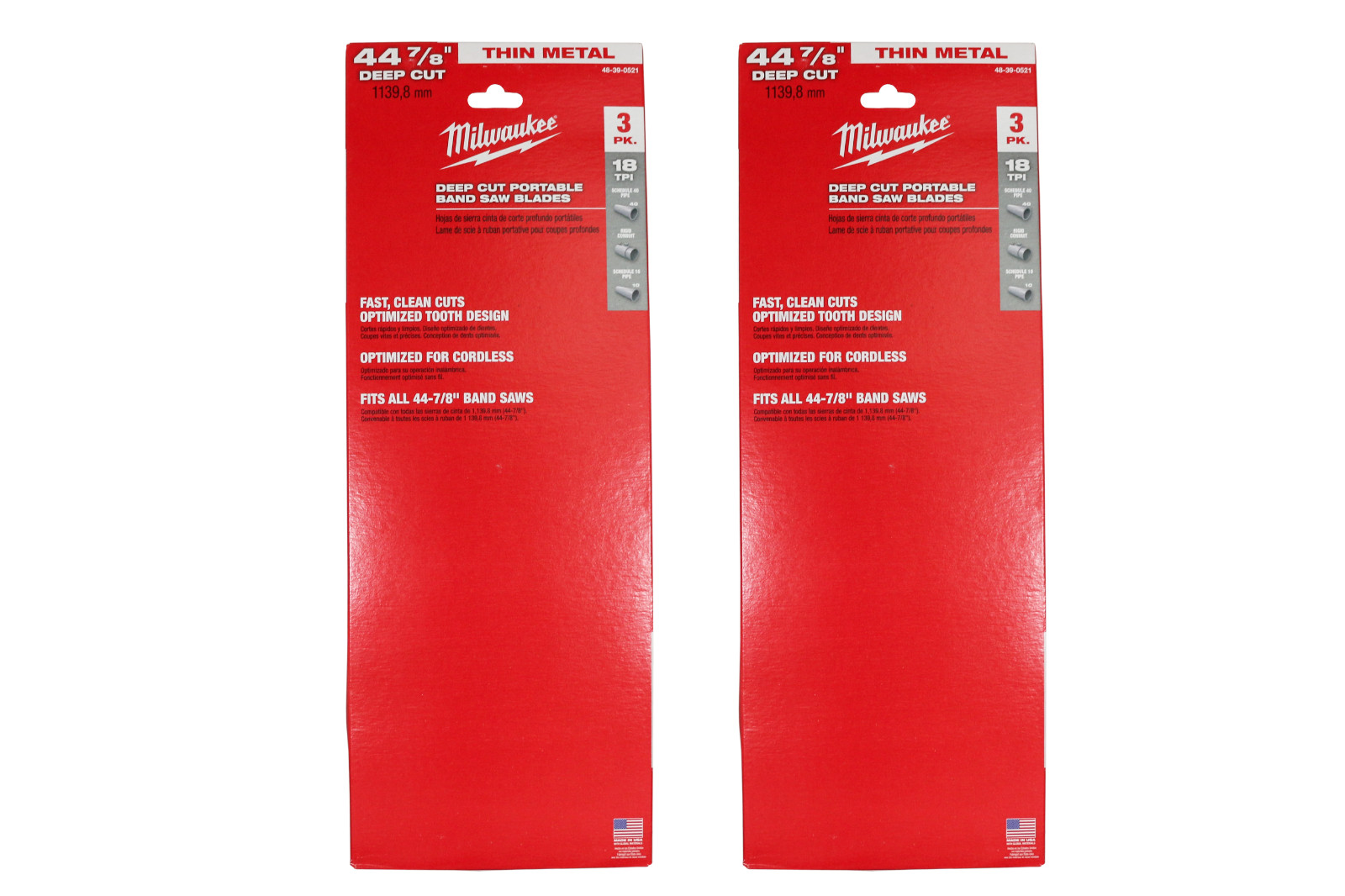 Milwaukee 48-39-0521 44-7/8-Inch, 18 TPI, Two packs of 3 Band Saw Blades-NEW