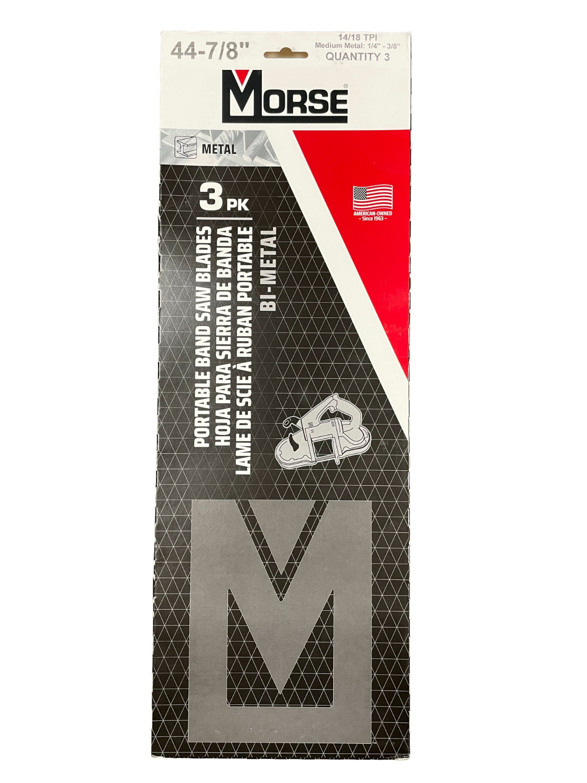 Morse 44-7/8″ Bi-Metal Portable Band Saw Blades 14/18 TPI 0.5mm 3pc Made in USA