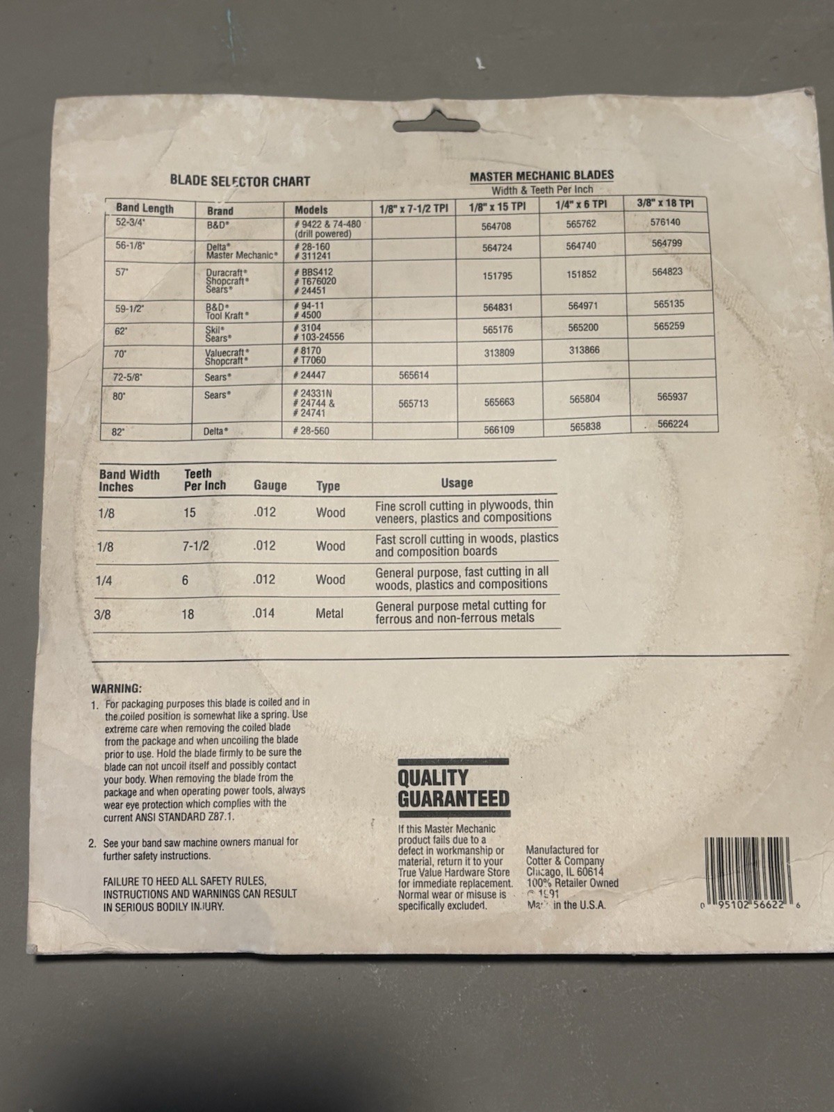Vermont American ~ 82″x3/8″ Band Saw Blade, 18TPI, 31293, USA Made🇺🇸