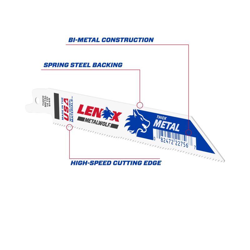Lenox 22756OSB614R 14 TPI Bi-Metal Reciprocating Saw Blade 6 in. (Pack of 50)