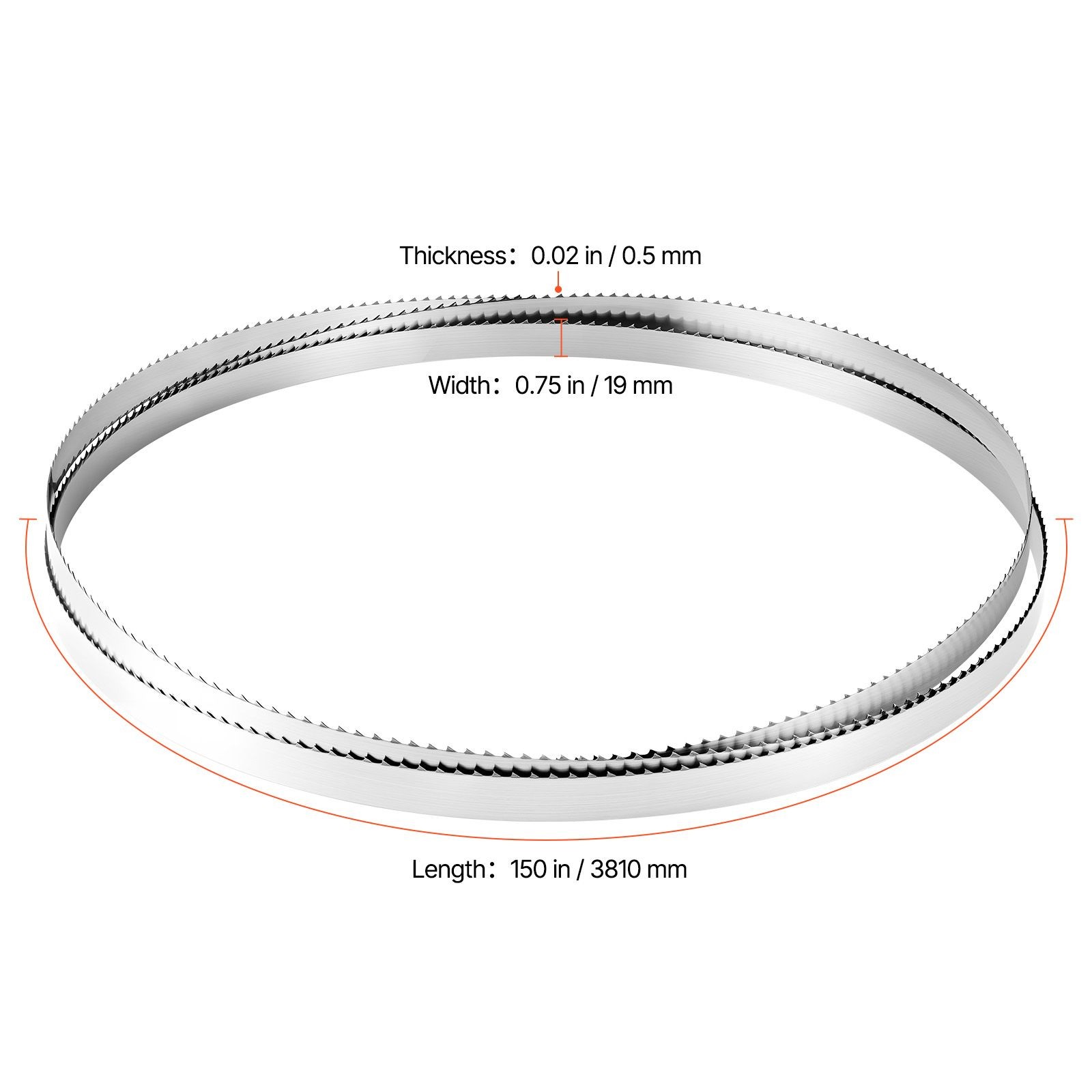 Bandsaw Blade, 150 Inch Length, 4 TPI Band Saw Blade with 18 HRC Hardened Sharp