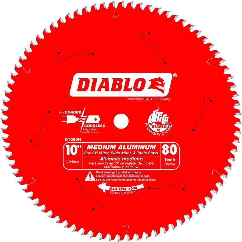 Freud D1080N Diablo 10” 80 Tooth TCG Non-Ferrous Metal Plastic Cutting Saw Blade