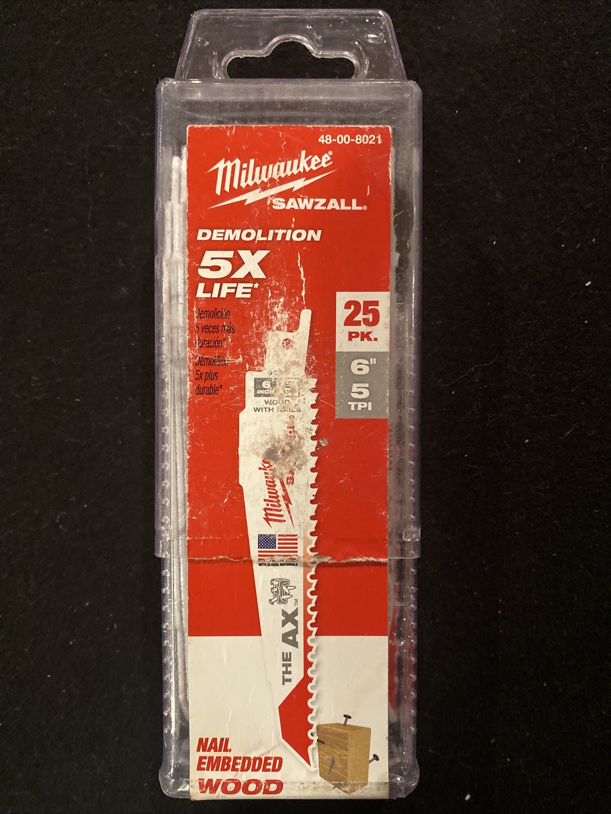 Milwaukee 48-00-8021 6 in. 5 TPI The Ax Sawzall Blade (25 Pk)