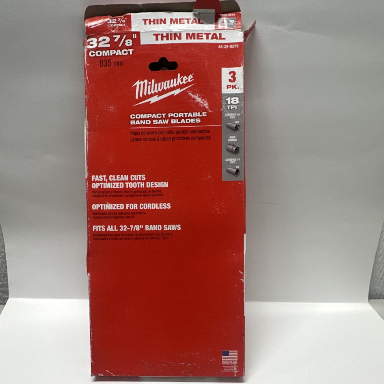 Milwaukee 48-39-0579 Portable Band Saw Blades 32-7/8″ 18 TPI HSS 3-Pack – Fits M