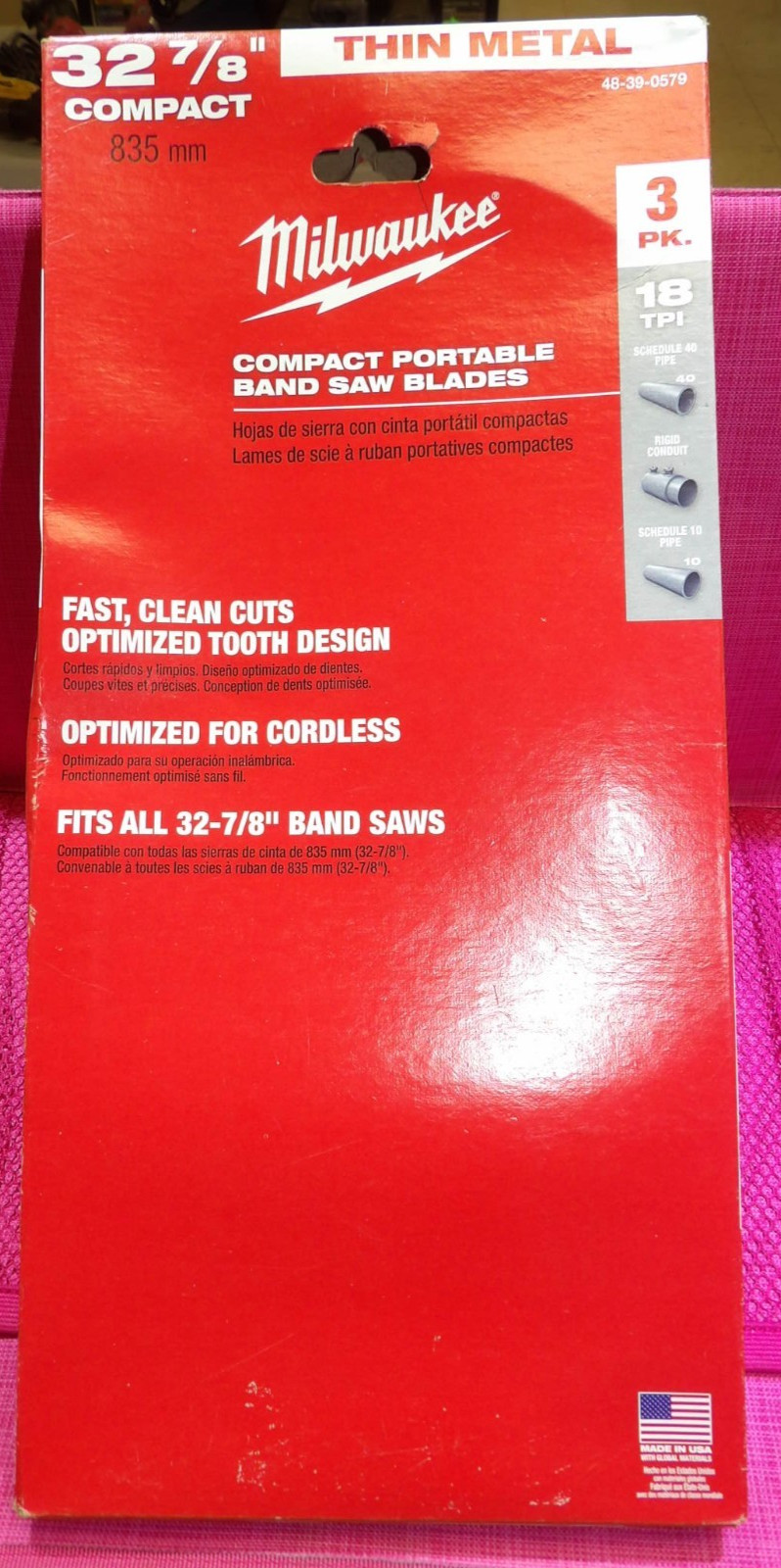 Milwaukee 48-39-0579 32 7/8″ Thin Metal Compact Portable Band Saw Blades ~NEW