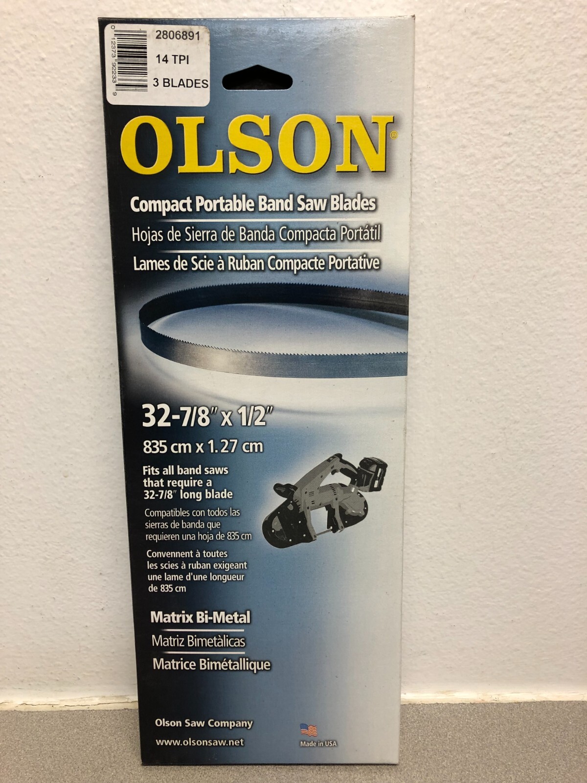 Olson BM92233 32.88″ L X 1/2″ W Bi-Metal Portable Band Saw Blade 14 TPI 3 pk