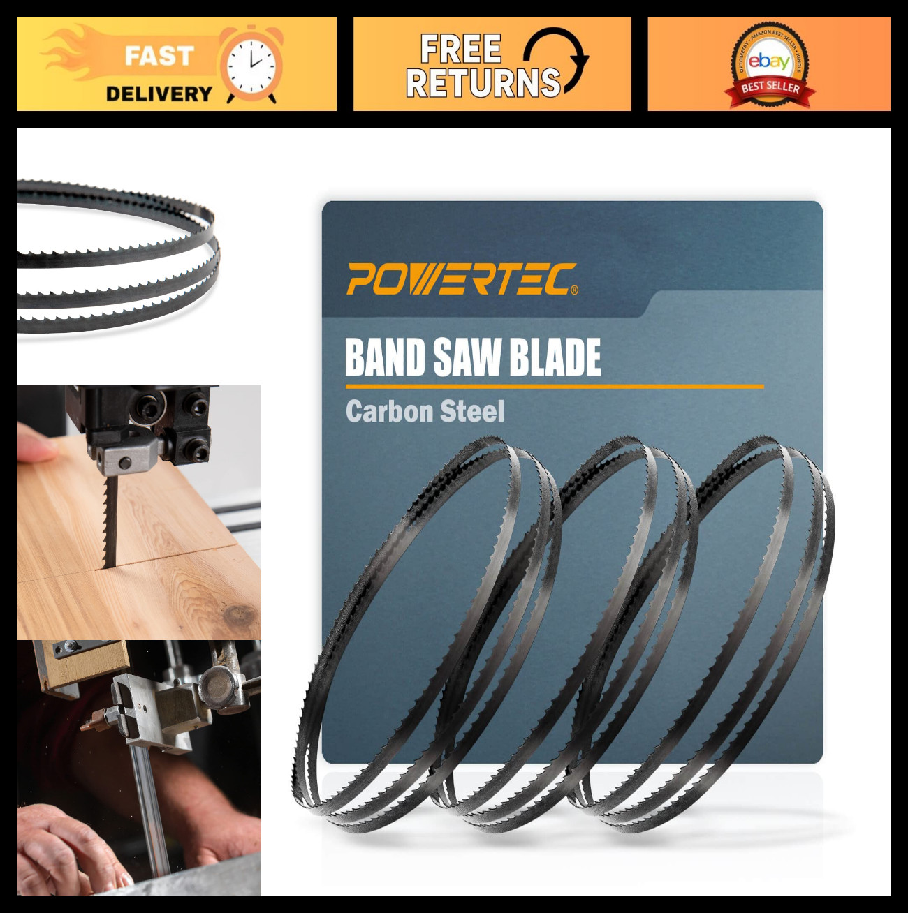 80″ Bandsaw Blades Assortment for Woodworking, 3PK – Compatible with 12″ Band Sa