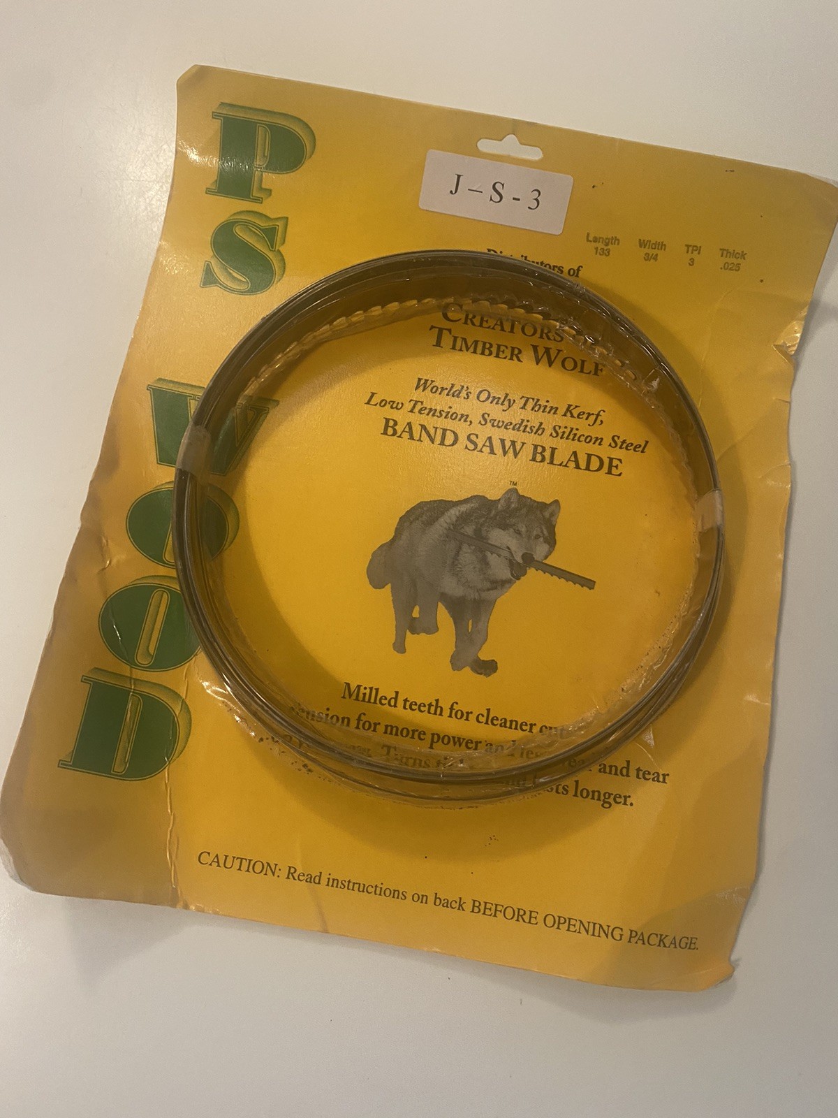 Band Saw Blade 133 Length 3/4 Width TPI 3 .025 Thick Timber Wolf PS Wood New