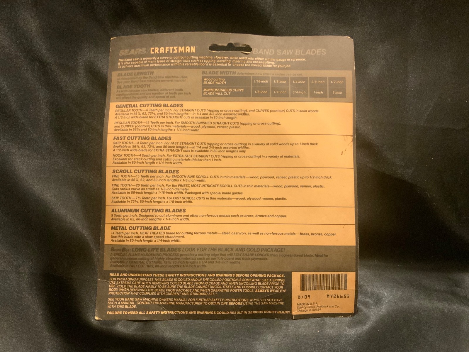Sears Craftsman 926653 Band Saw Blade (new) 56-7/8″ long 6 teeth/inch USA