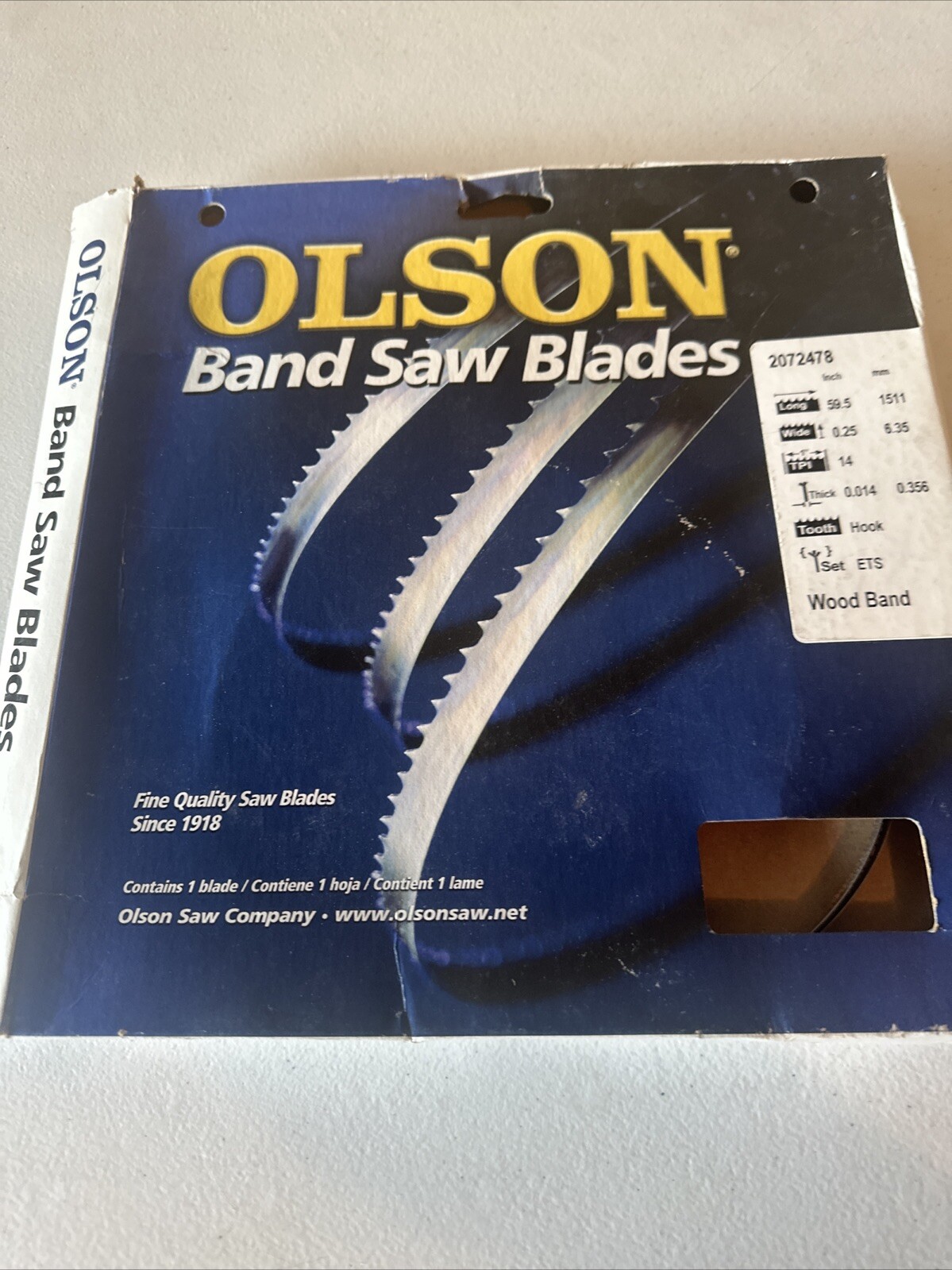 OLSON #2072478 BAND SAW BLADE 59.5″x 0.25″x 14 TPI HOOK TOOTH BRAND NEW