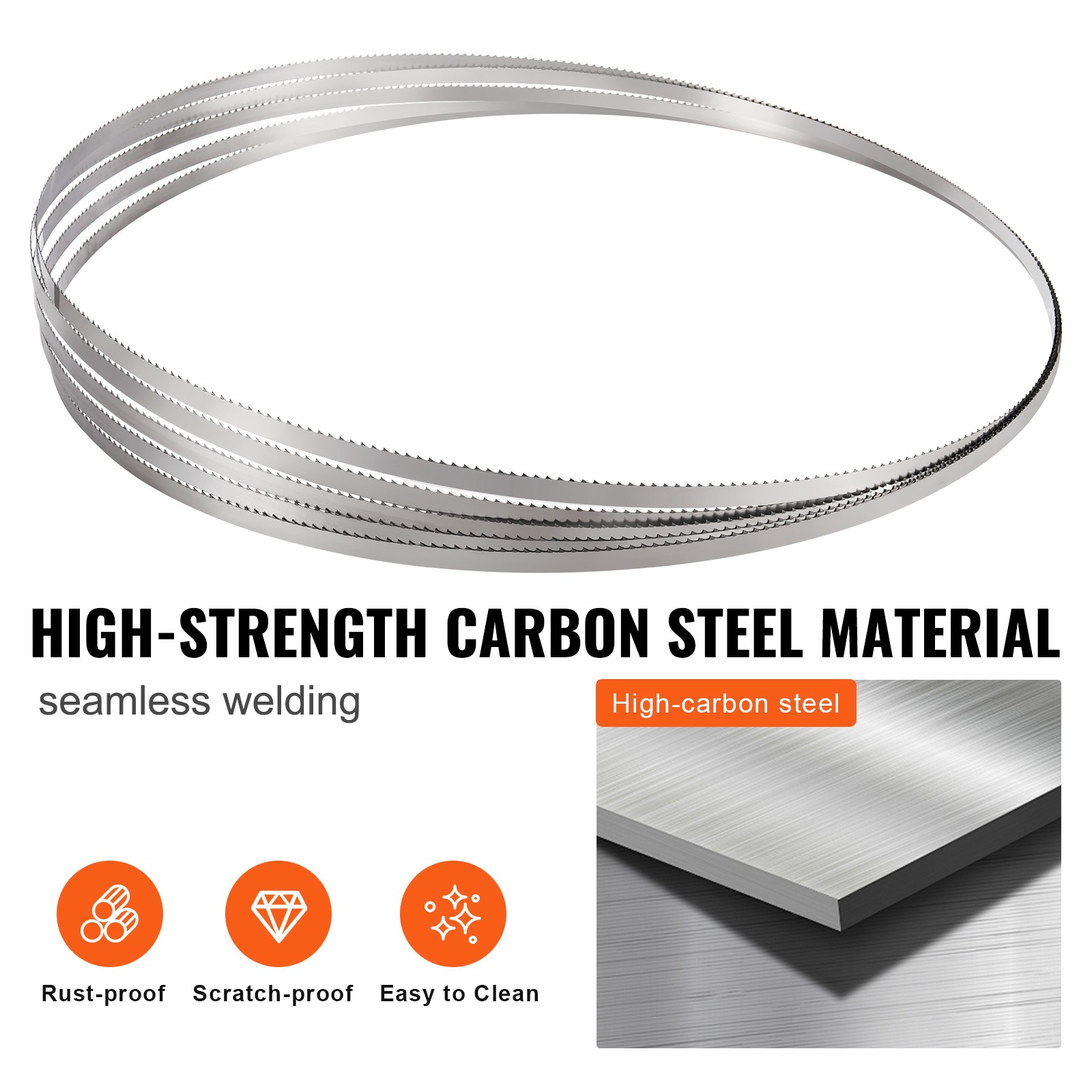 Uimoso Meat Bone Cutting Band Saw Blade 83.5″x0.63″x0.02″ Carbon Steel, 5 PCS