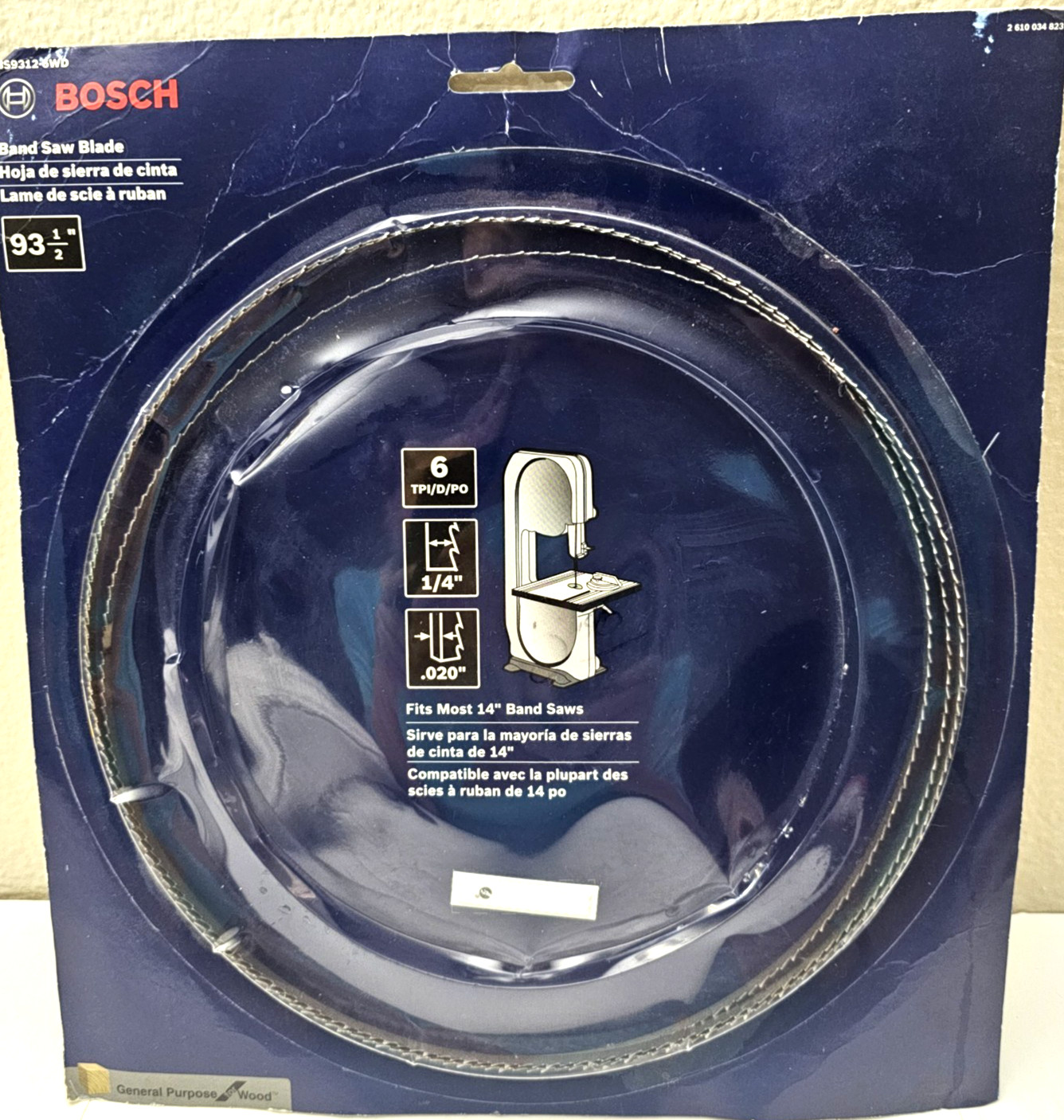 New Bosch Band Saw Blade 93-1/2″ 1/4″ 6 TPI General Purpose Wood GBS9312-6WD AA