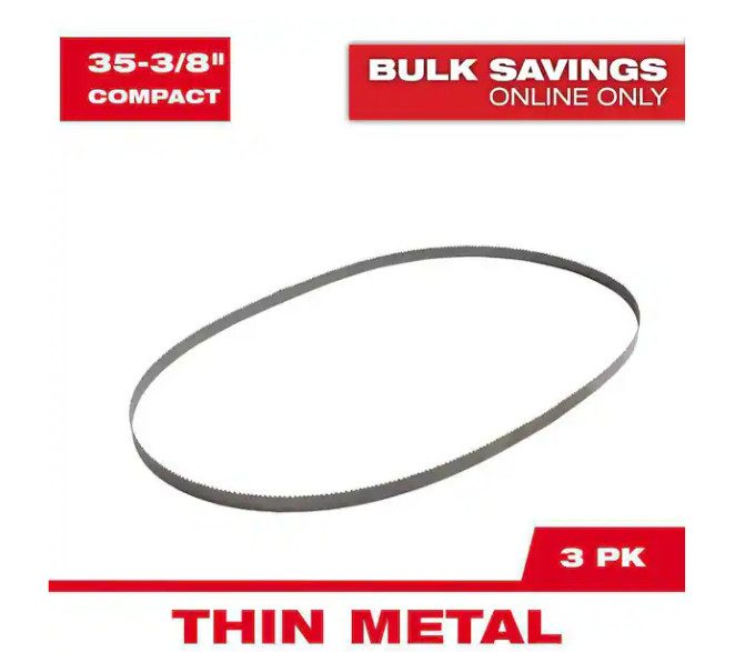 Milwaukee 35-3/8″ 14TPI Compact Portable Band Saw Blade 48-39-0519 – Pack of 3