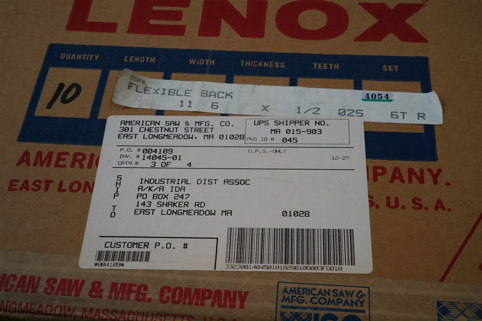 LENOX 11′ 6″ X 1/2″ X .025″ Bandsaw Blade 6 Teeth per Inch Q=10