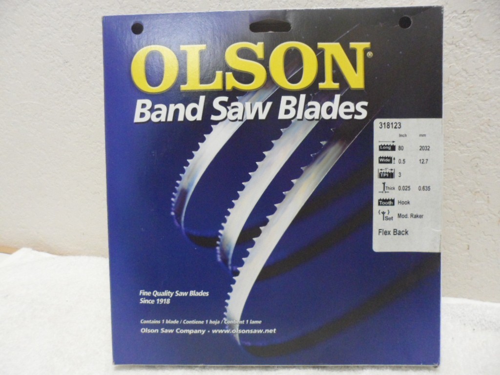 Olson Band Saw Blade 80 In x 0.5 In 3 TPI 0.025 Hook Mod. Raker Flex Back 318123