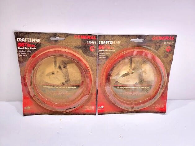 2 Sears Craftsman 926653 Band Saw Blade 56 7/8″ 1/4 Wide 6 TPI Straight Curved