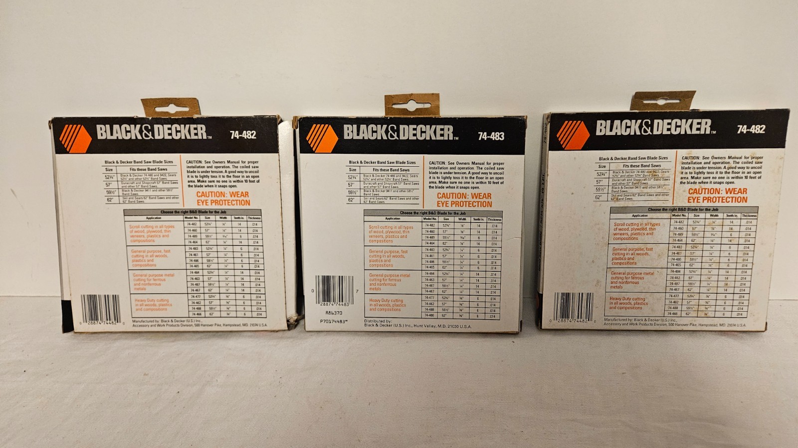 Black & Decker Band Saw Blades 74-482 Fine 74-483 General Wood QTY 3 52″ 3/4