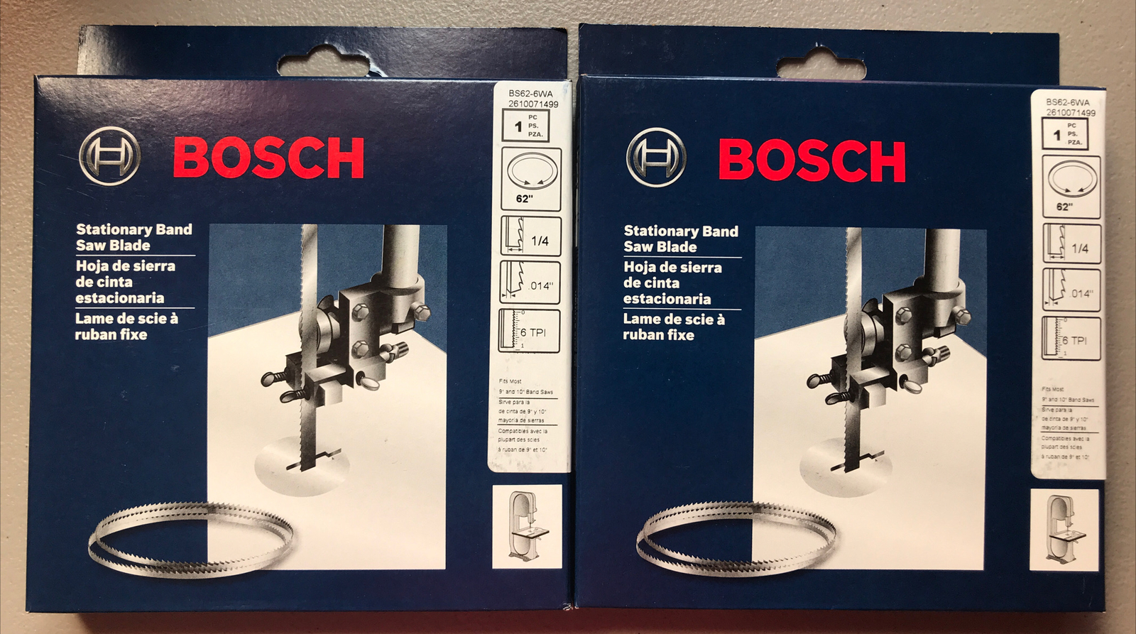 Set Of 2 Bosch Stationary Band Saw Blade BS62-6WA 62” 1/4” .014” 6TPI NEW