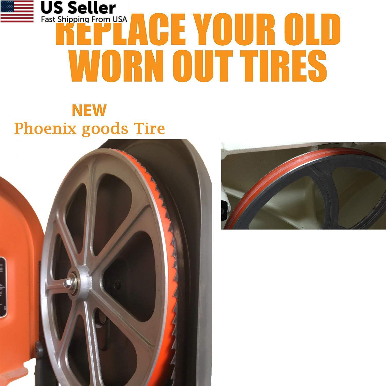 Phoenix goods Urethane Band Saw Tires Specifically for 10″ Delta Orange