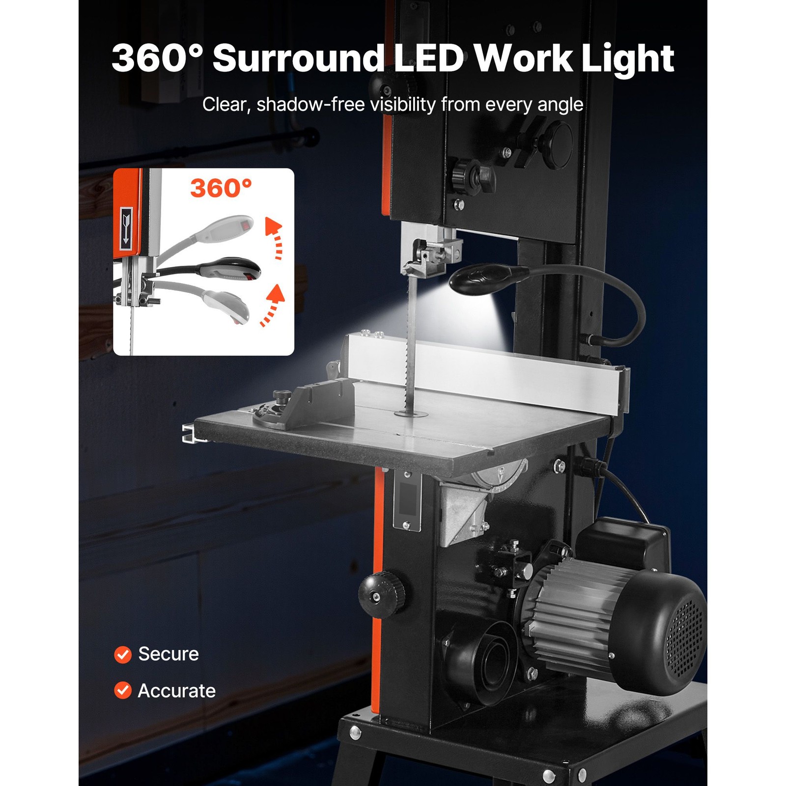 10 – Inch Two – Speed Benchtop Band Saw with Stand, 373W, 6 in Cut Height, Cast