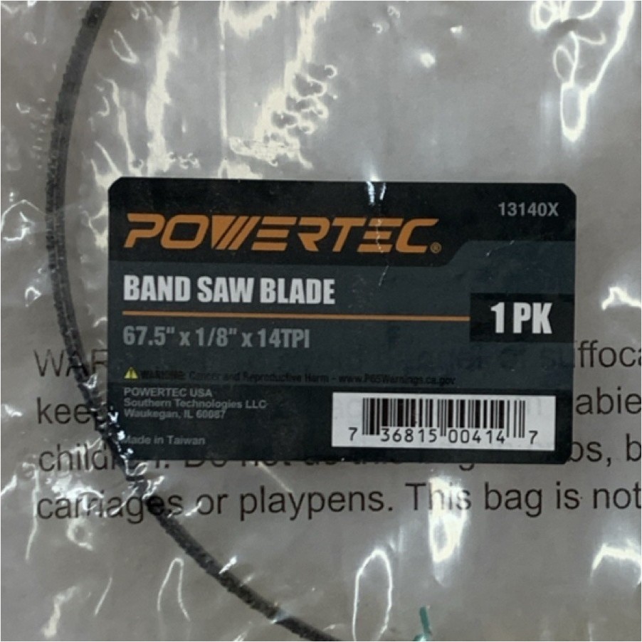 POWERTEC Band Saw Blade 67.5″ x 1/8″ 14TPI 13140X Black 1PK