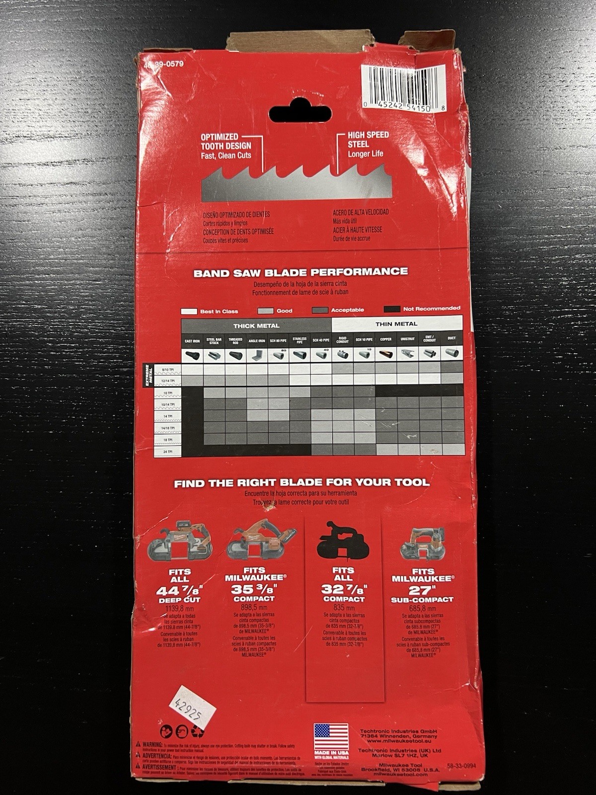 Milwaukee 32-7/8 in. 18 TPI Compact Bi-Metal Band Saw Blade 3-Pack 48-39-0579