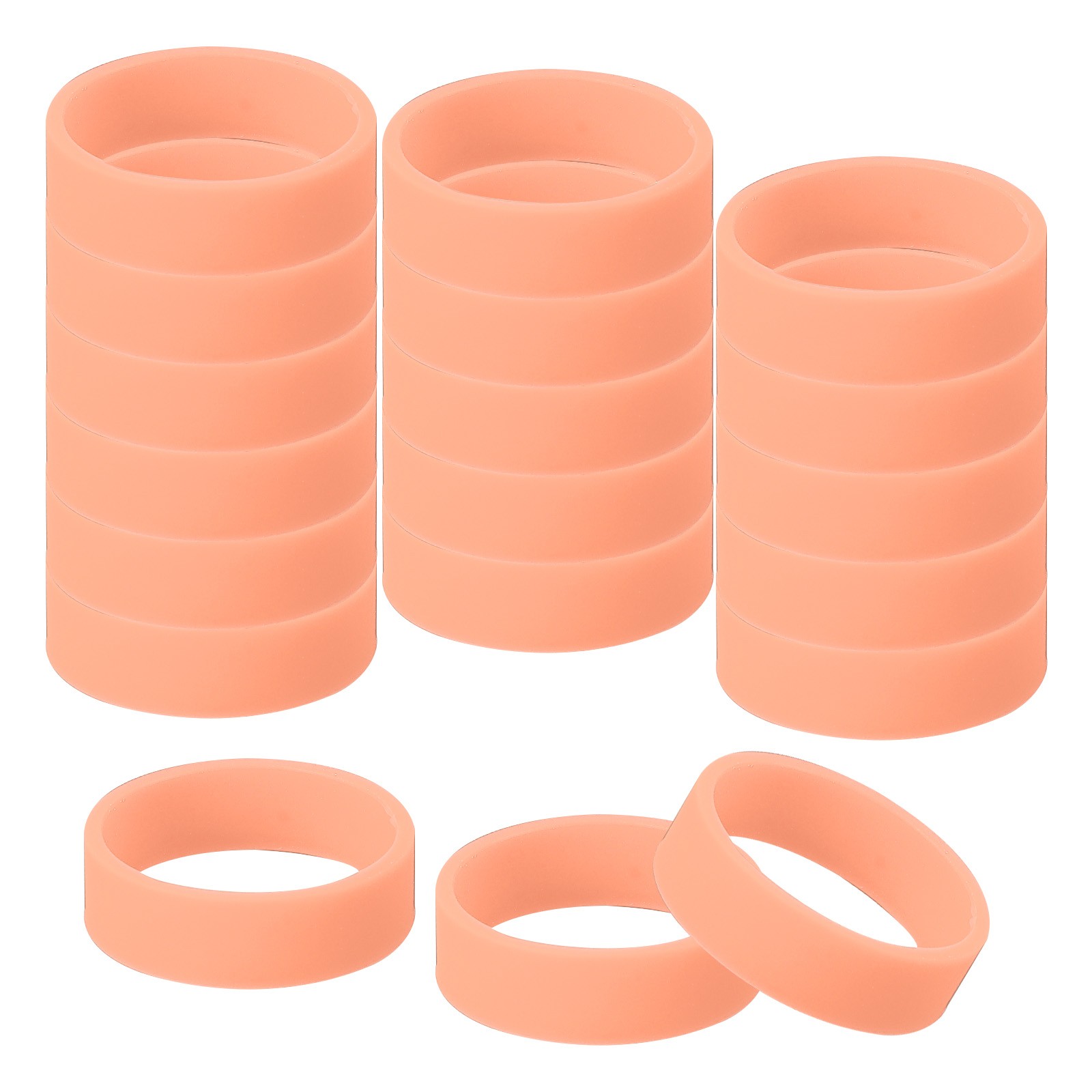 30Pcs 0.8 x 0.28 Inch Tiny Silicone Wide Rubber Bands Rings, Luminous Orange
