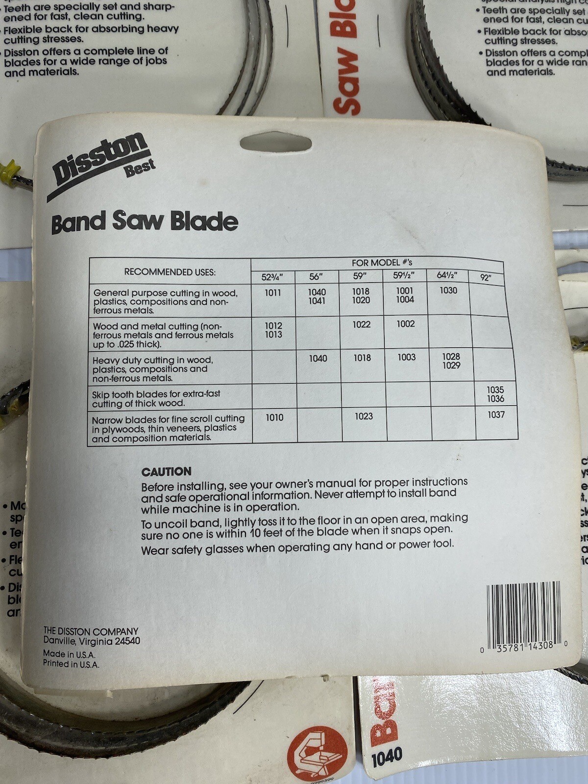 5 Disston Band Saw Blade 56” Length 3/8 Width .014 Thickness 6 Teeth inch 1040