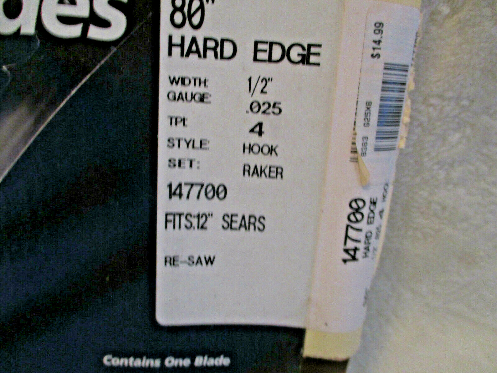 OLSON Band Saw Blades~80″ Hard Edge~1/2″ Width~Style Hook~Set Raker~#147700