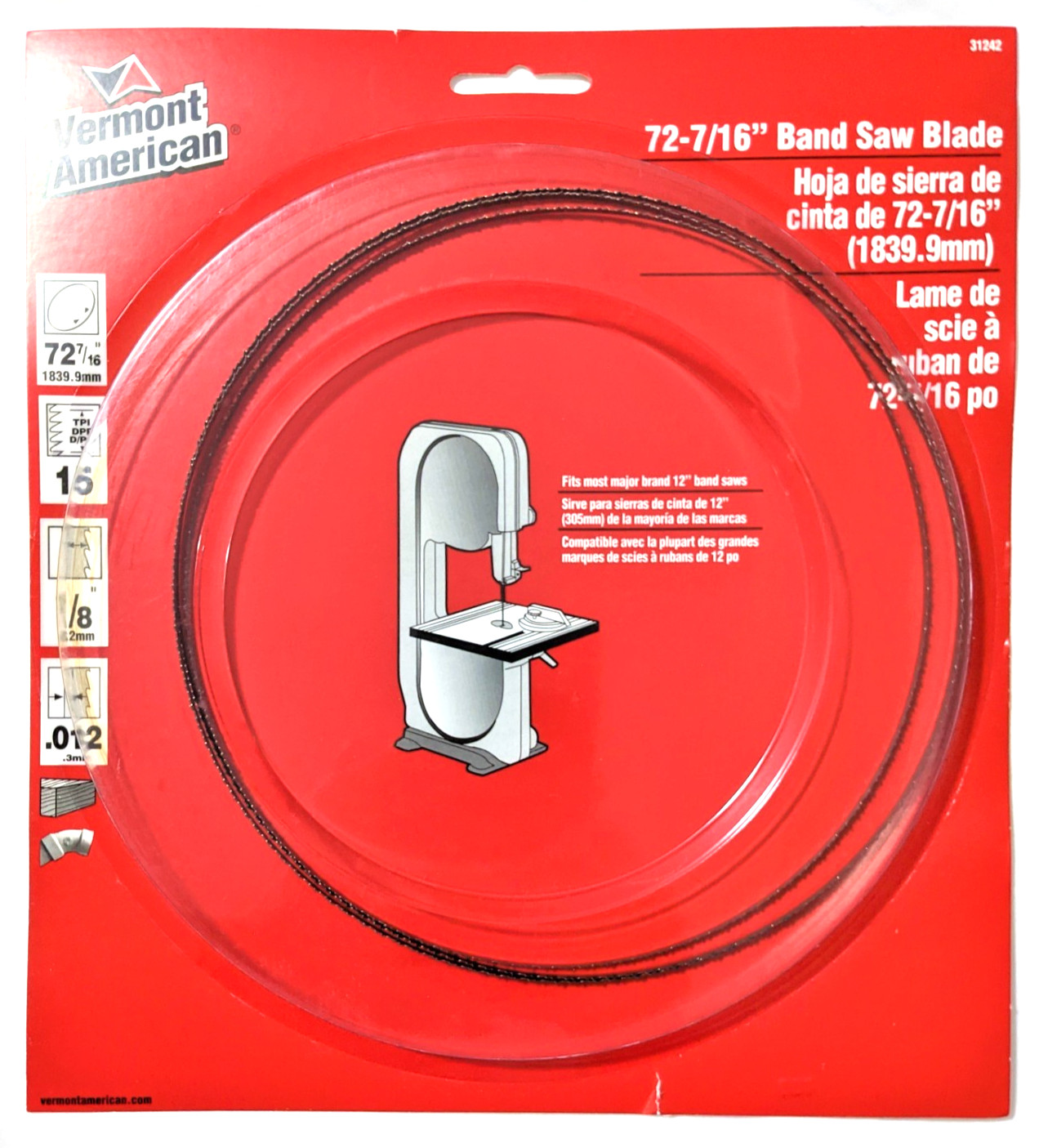 2x Vermont American 31242 Band Saw Blade 72 7/16″ 1840mm 15TPI *Genuine* SEALED!